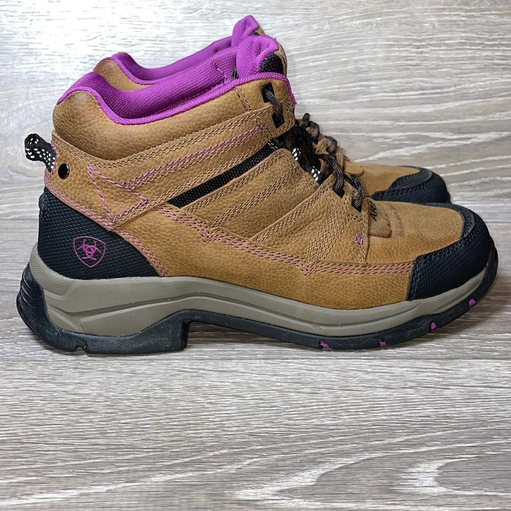 Ariat Terrain Pro H20 Women’s Size 9.5B Purple Brown Leather Trail Hiking Boot - Picture 1 of 12